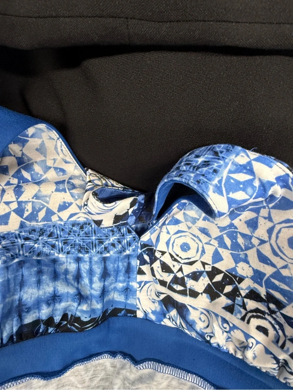 Blue Patterned V-Neck One-Piece Swim Dress - Picture 10 of 15